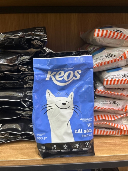 Thức ăn hỗn hợp cho mèo mọi lứa tuổi KEOS Seafood 350gr