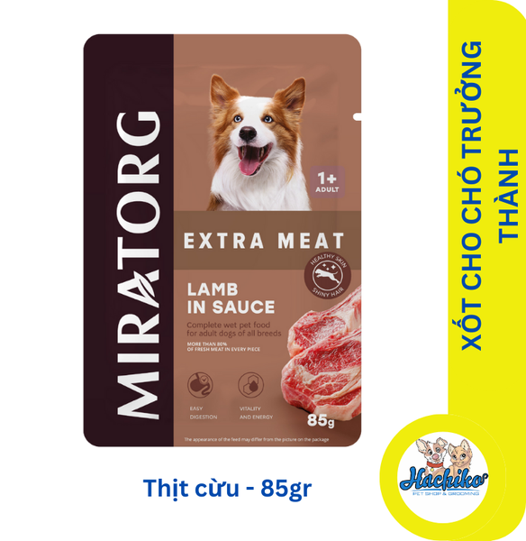 Pate xốt cho chó trưởng thành Miratorg Extra Meat - Thịt cừu 85gr