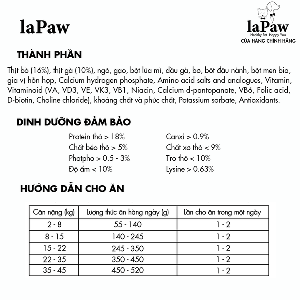 laPaw Gourmet Hạt cho chó trưởng thành dinh dưỡng chuẩn Âu 1,2kg