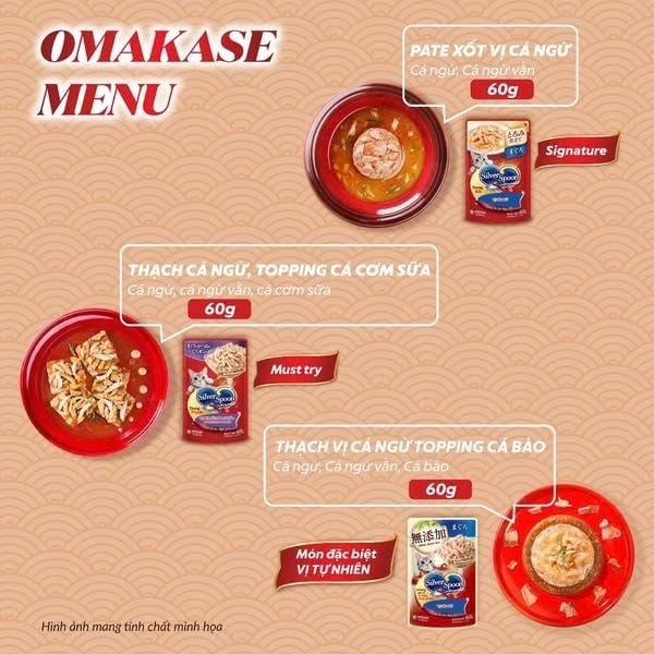 TA mèo Silver Spoon 60g - Dạng thạch vị cá ngừ & cá bào