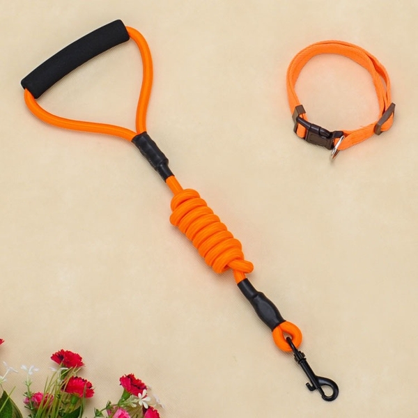 Dây dắt kèm vòng cổ đơn sắc tay cầm xốp - 0,8cm