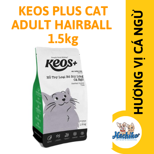 Thức ăn hạt cho Mèo KEOS  hỗ trợ loại bỏ búi lông Keos Plus Cat adult Hairball 1.5kg