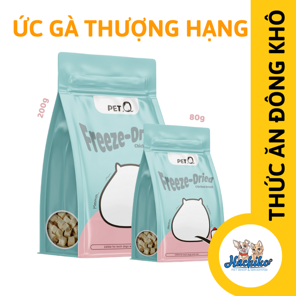 Thức ăn đông khô cho thú cưng PetQ cho Mèo 80gr/200gr - Ức gà thượng hạng