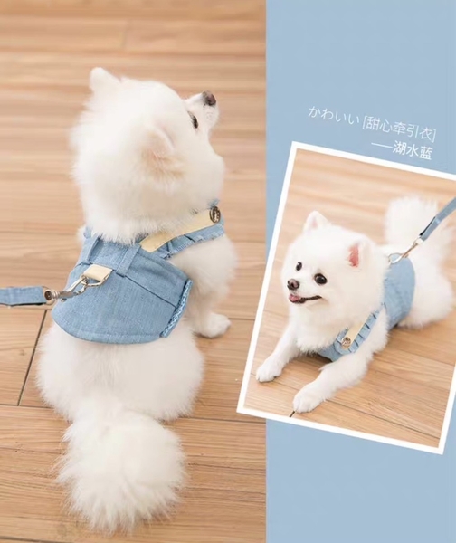 Spet Yếm vải bò kèm dây dắt - L