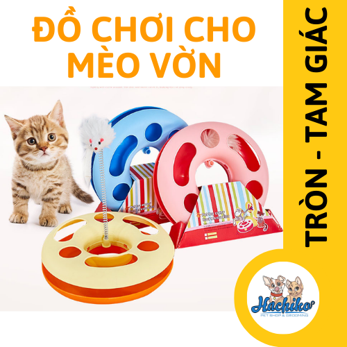 Đồ chơi Mèo vờn hình tam giác/ hình tròn - chuột lò xo