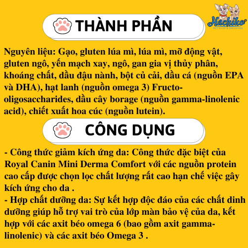 Thức ăn cho chó bị dị ứng, giảm ngứa Royal Canin Mini Dermacomfort - 3kg