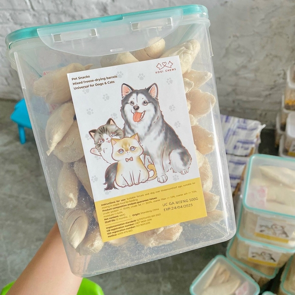 Hộp Ức gà miếng sấy 500gr - thức ăn cho Chó Mèo