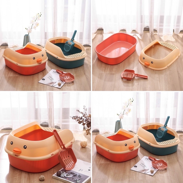 Khay vệ sinh kẻ sọc mỏ vịt thành cao 51x43cm