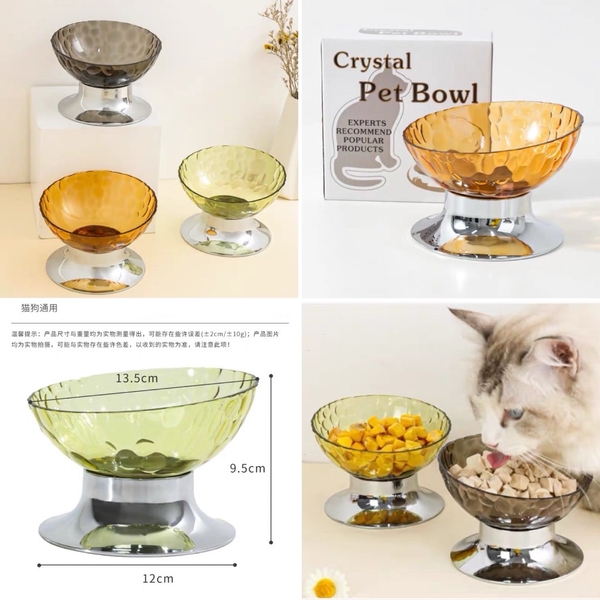 Chén ăn đế cao nhựa trong suốt 13x9cm