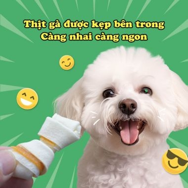 Xương da bò kẹp thịt gà cho chó Doggyman Chewell - 22 cây 210gr