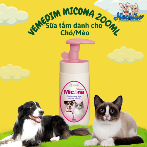 Sữa tắm Chó/Mèo phòng nấm da, viêm nang lông VEMEDIM Micona 200ml