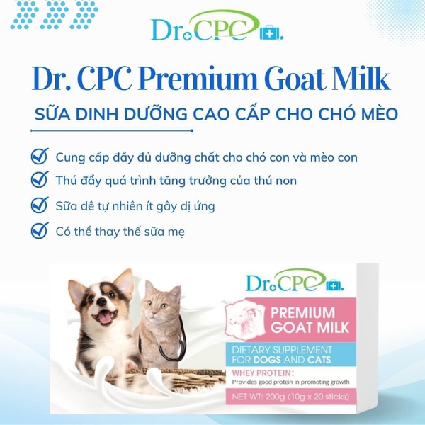 HT Dr.CPC Sữa bột dinh dưỡng cho chó mèo gói 10gr (hộp 20 gói)