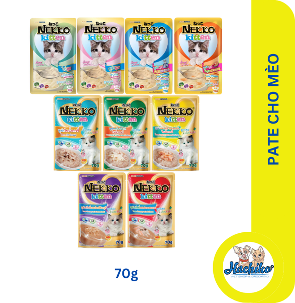 Pate Nekko kitten cho mèo con dạng xốt, thạch, kem đủ vị - Gói 70gr