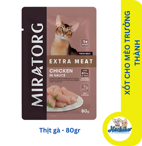 Xốt cho mèo trưởng thành Miratorg Extra Meat - Thịt gà 80gr