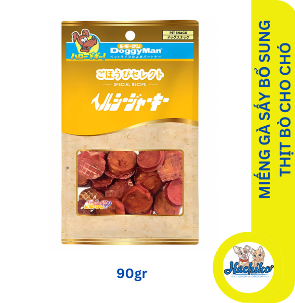 Miếng gà sấy bổ sung thịt bò cho chó DoggyMan - 90gr