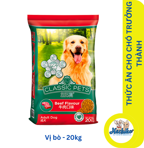 Thức ăn cho chó trưởng thành Classic Pets Adult - Vị bò bao xá 20kg
