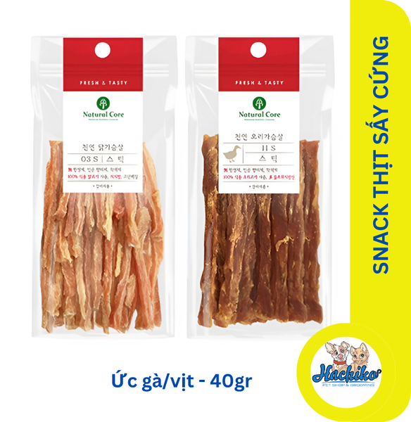 Thịt ức gà/vịt sấy cứng Natural Core - 40gr