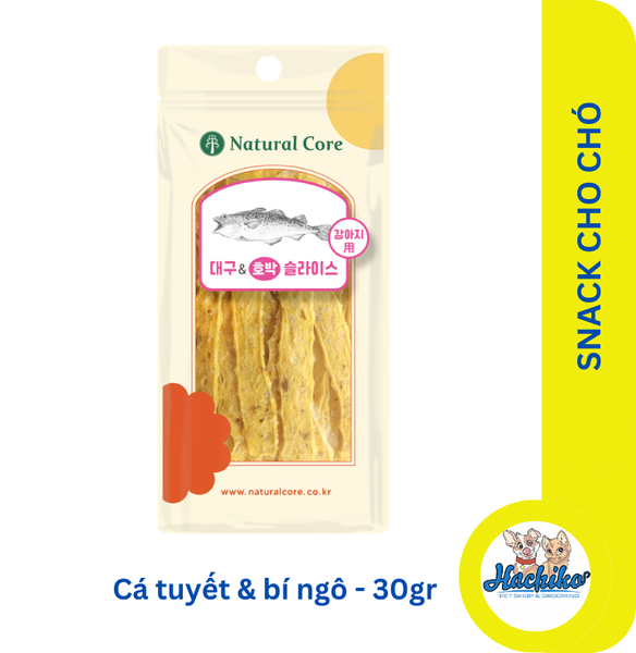 Snack cá tuyết & bí ngô sấy cho chó Natural Core - 30gr