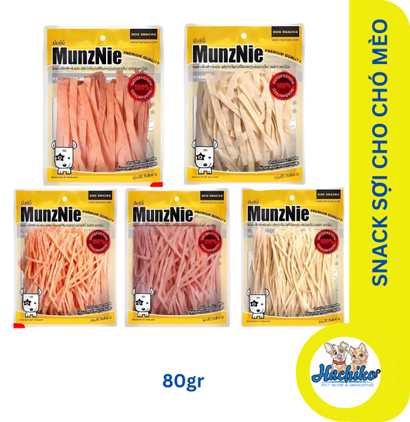 Snack sợi thanh cua/ cá hồi/ cá tuyết cho chó mèo MunzNie - 80gr