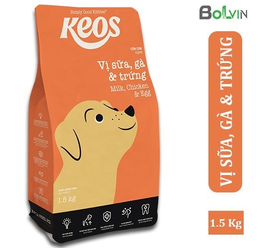 Thức ăn Keos cho Chó con, vị gà trứng sữa