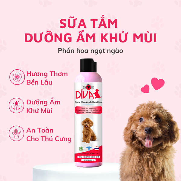 Sữa tắm chó mèo Diva hồng 260ml