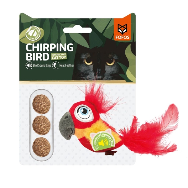 Đồ chơi Fofos Chirping Bird con vẹt (có tiếng kêu & kèm catnip)