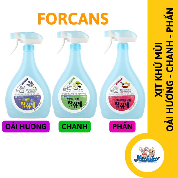 Dung dịch khử mùi Forcans 1L với 3 mùi mùi Lavender, Chanh, Phấn
