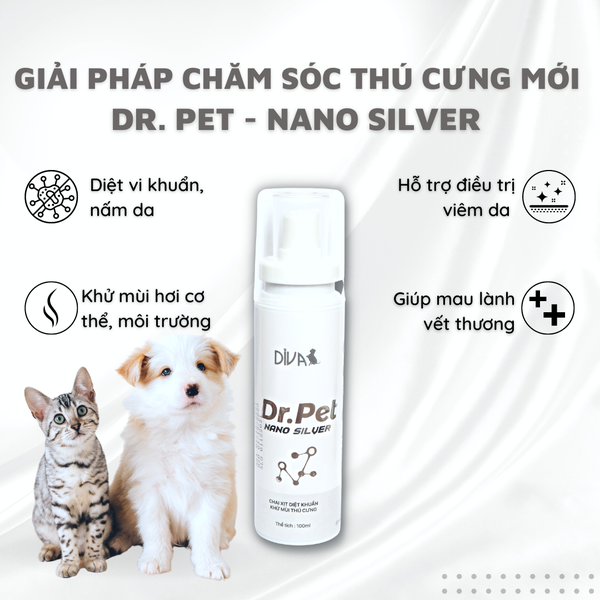 Diva Dr Pet Nano Silver 100ml (xịt mau lành vết thương/viêm da - khử mùi)