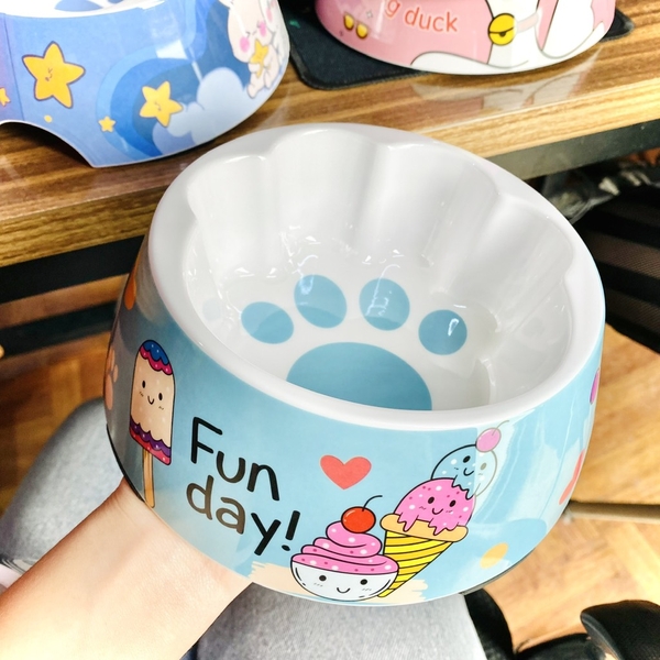 Bát ăn cao cấp hoạ tiết in hình bàn chân 14,5*14,5*6,5cm