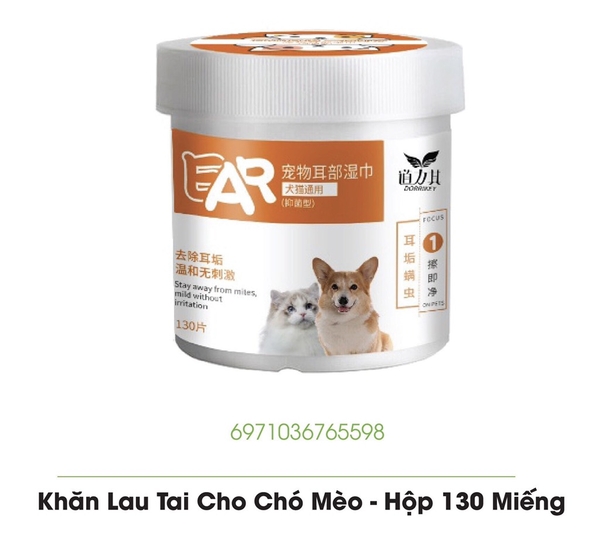 Khăn ướt lau vết bẩn tai và lau mắt chó mèo EYE 130 miếng bằng vải không dệt