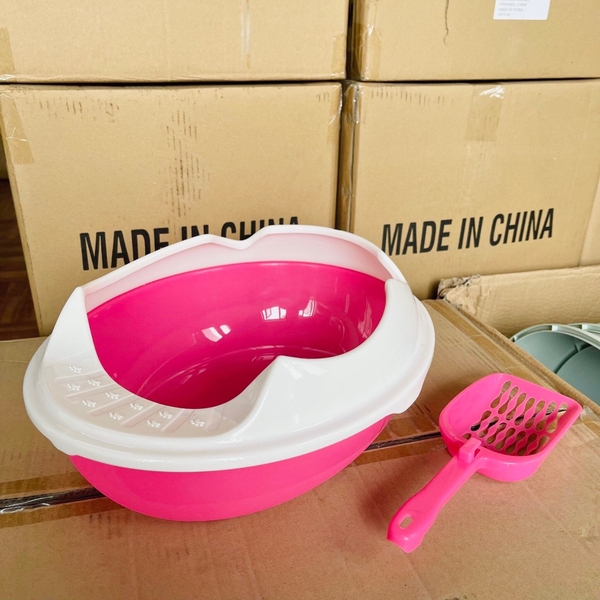 Spet khay vệ sinh hình trứng thành trắng in vết chân 38*30