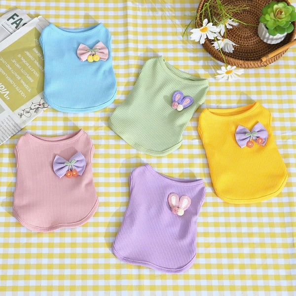 Áo thun gân đính nơ thỏ XL/XXL