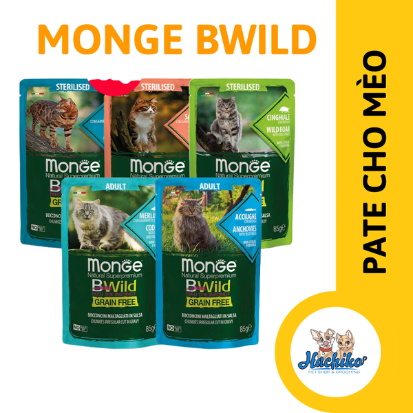 Pate Monge BWild gói 85g nhiều vị cho mèo