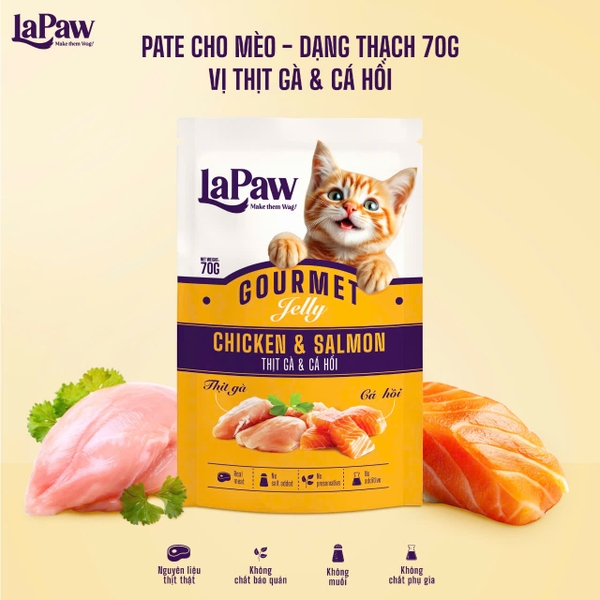 Lapaw Gourmet Jelly for Cat Chicken & Salmon 70gr - Thạch vị gà cá hồi