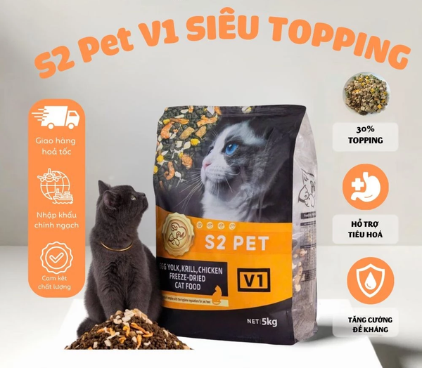 S2Pet Hạt thức ăn mèo V1 5kg