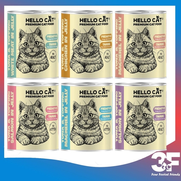 Pate cho Mèo HelloCat lon 400gr  Vị Gà & Cá Ngừ
