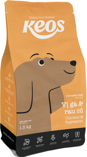 Thức ăn cho chó trưởng thành Vị gà rau Keos adult 1.5kg