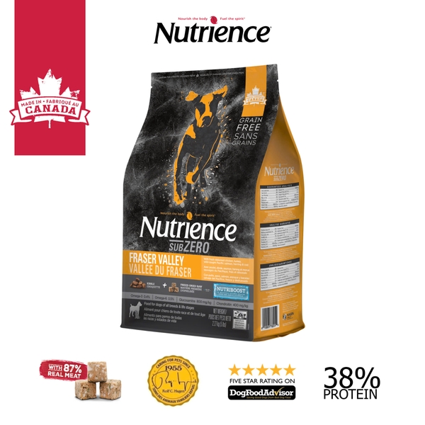 Thức ăn cho chó Nutrience Subzero Fraser Valley - Gà tây, cá hồi, cá trích, cá tuyết và rau củ quả 0.5kg/2.27kg/ 5kg (Cho mọi giống chó ở mọi lứa tuổi)