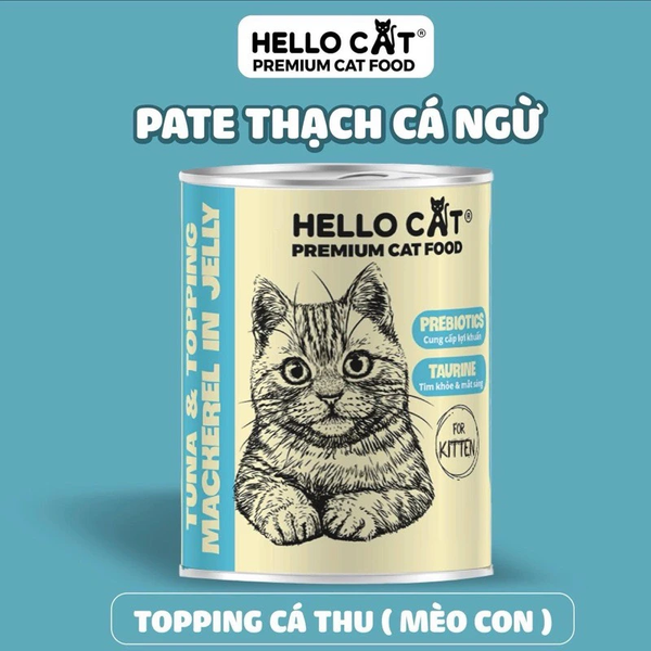 Pate thạch cá ngừ topping cho mèo Hello Cat - 400gr