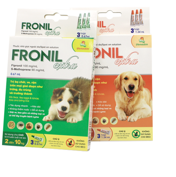 Nhỏ gáy ve, bọ chét cho chó Vemedim Fronil Extra - 0.67ml/ 1.34 ml