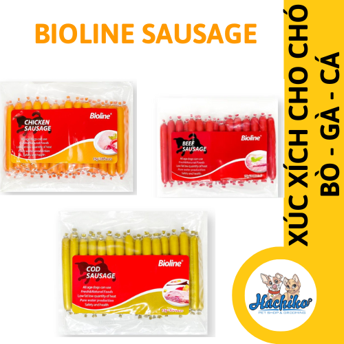 Xúc xích dành cho chó mèo Bioline - 30 cây/túi vị bò/gà/cá