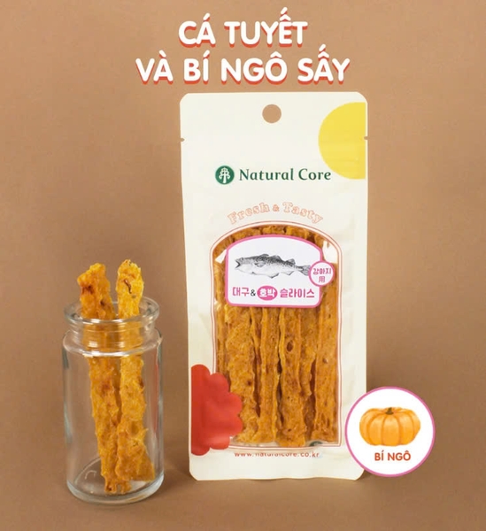 Snack cá tuyết & bí ngô sấy cho chó Natural Core - 30gr