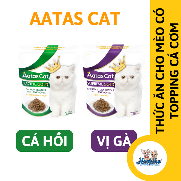 Hạt mèo AATAS CAT Gold mix topping cá cơm sấy 1,2kg
