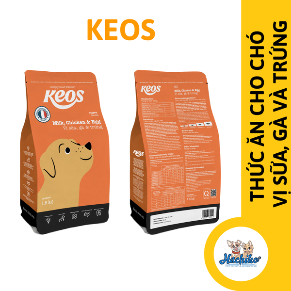Thức ăn Keos cho Chó con, vị gà trứng sữa