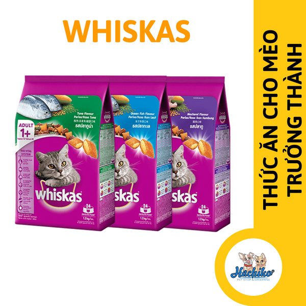 Thức ăn hạt dành cho Mèo trưởng thành Whiskas Adult 1.2kg 3 vị cá ngừ/ cá thu/ cá biển