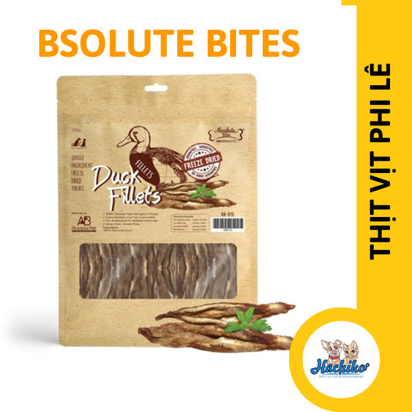 Thịt sấy phi lê vịt cho Chó Mèo 70gr - Absolute Bites