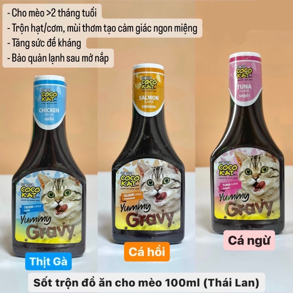 Nước xốt kích ăn cho Mèo Coco Kai 100ml Cá Ngừ/Gà/Cá hồi