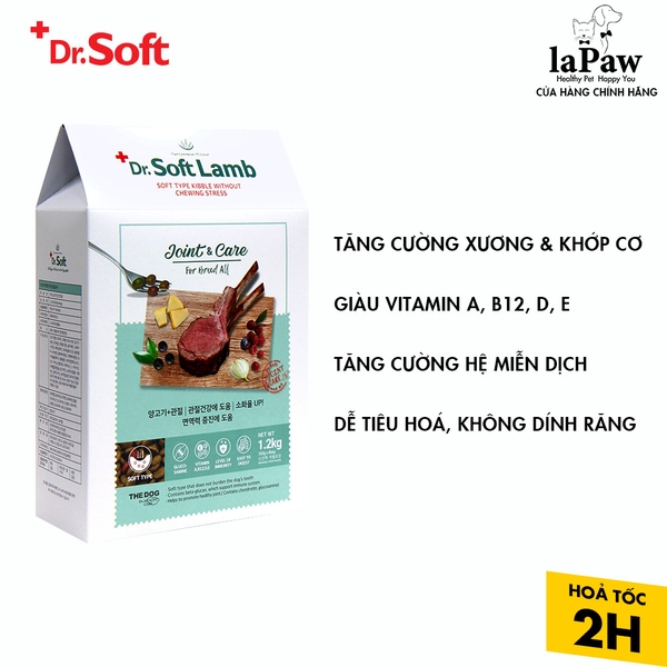 Dr.Soft Lamb-thức ăn chó hạt mềm mọi giống chó 1.2kg tăng cường xương khớp