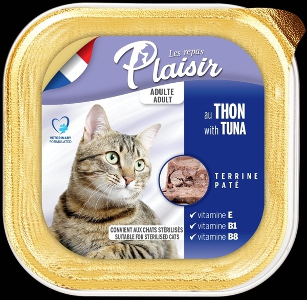 Thức ăn Pate cho mèo PLAISIR vị Gà, Cá ngừ, Cá hồi 100gr