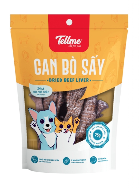 Tell me Gan bò sấy khô cho chó mèo 75gr